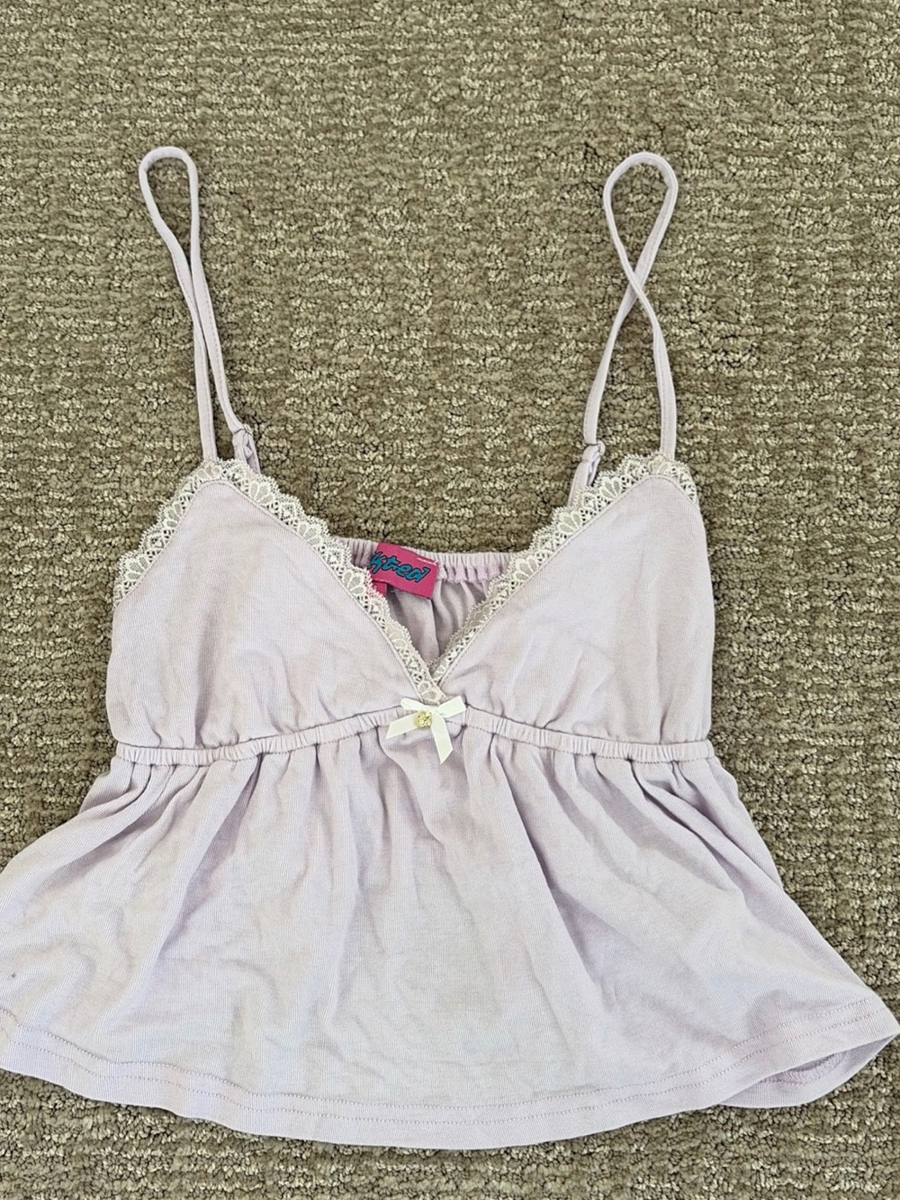 Edikted Lavender Lace-Trim Camisole with Bow